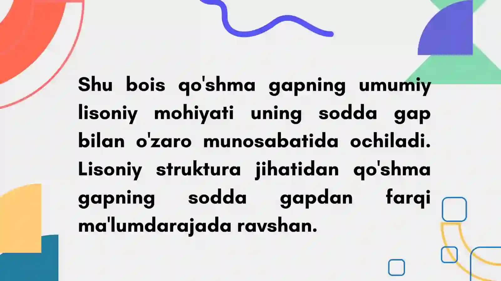 QOʻSHMA GAP TASNIFI MASALASI 4
