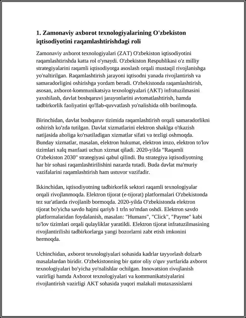 ZAMONAVIY AXBOROT TEXNOLOGIYALARNING MUSTAQIL RESPUBLIKAMIZ HAYOTIDAGI AHAMIYATI VA RIVOJLANISH ISTIQBOLLARI 4