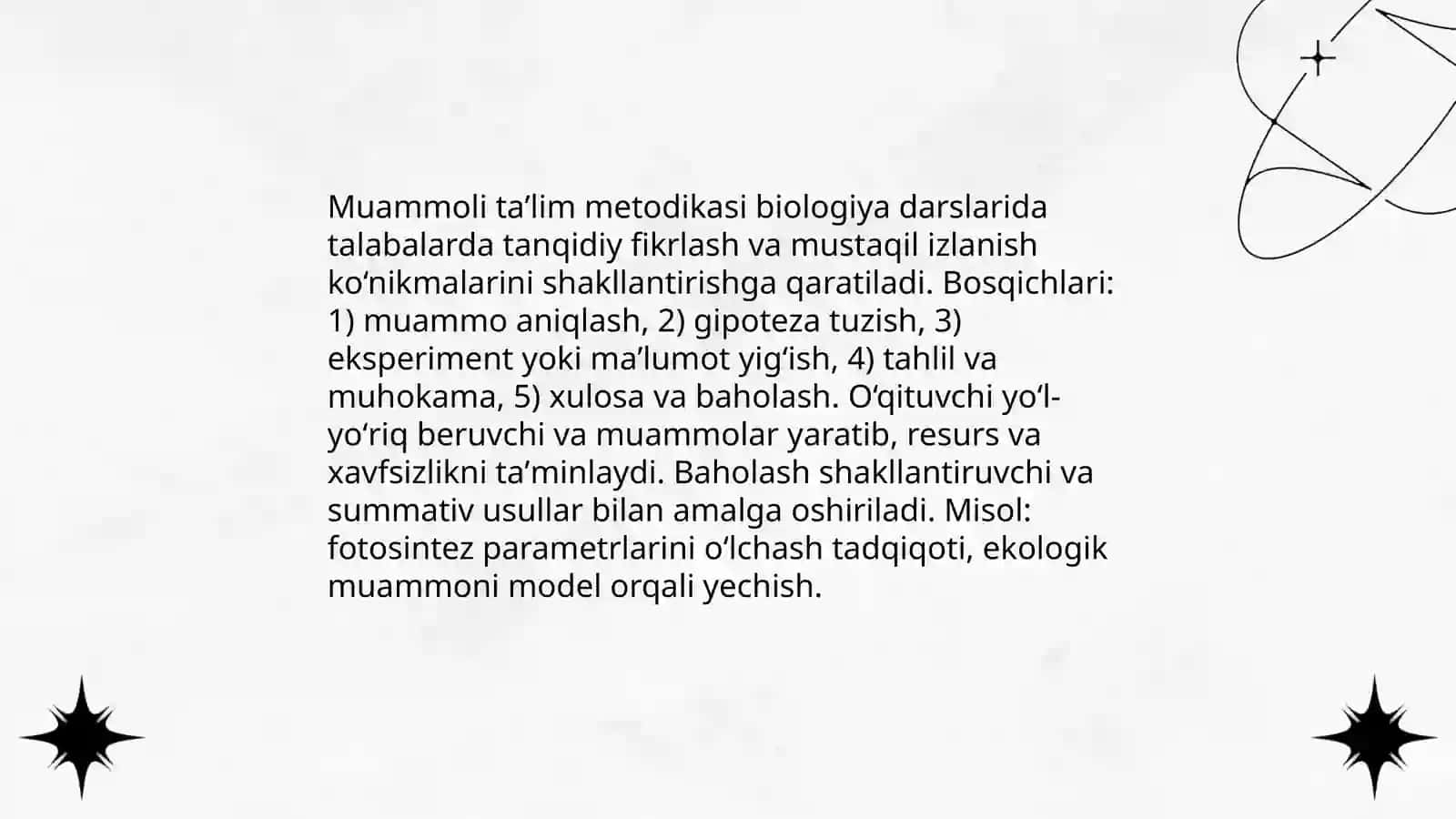 Muammoli taʼlim va tabiiy fanlar darsida undan foydalanishni amalga oshirish 4