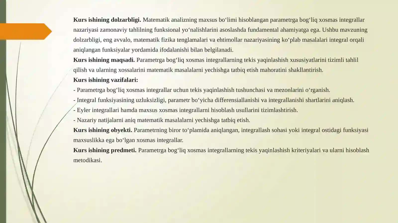 Parametrga bog‘liq xosmas integrallar 4