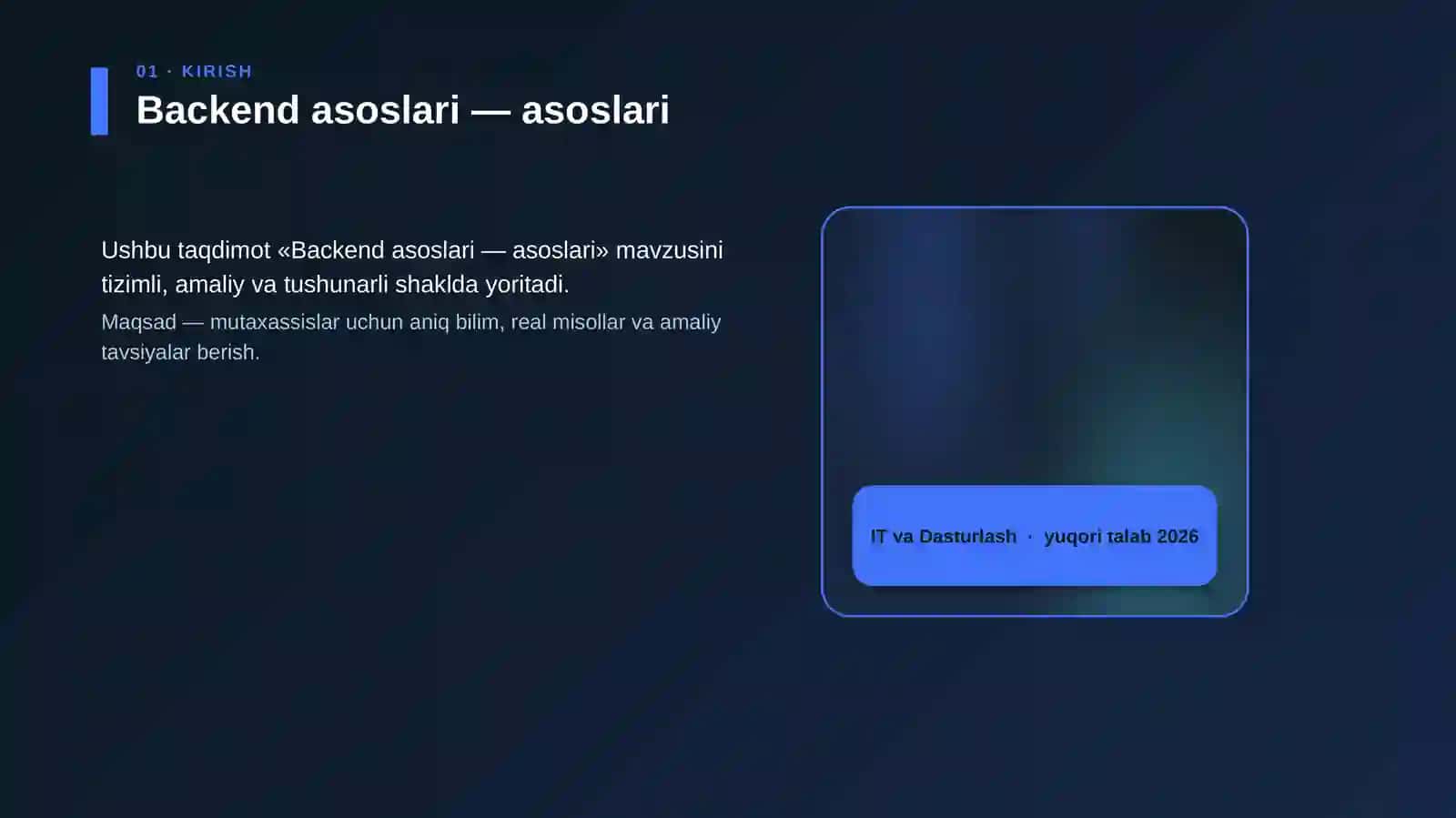 Backend asoslari — asoslari 4