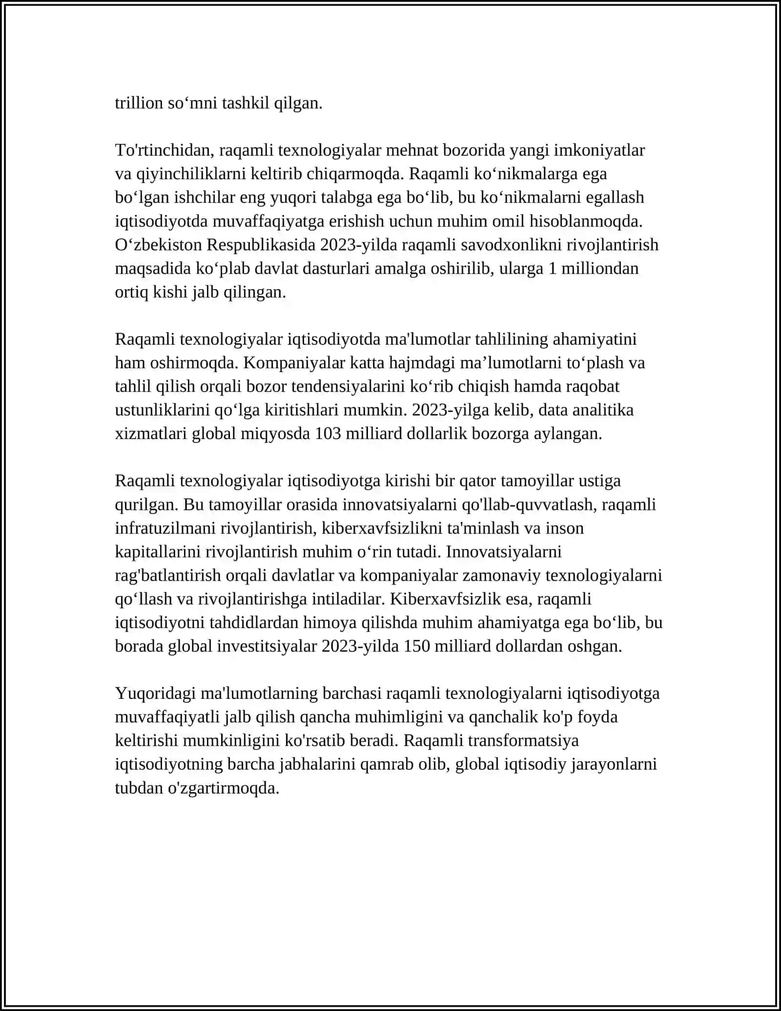 RAQAMLI TEXNOLOGIYALARNI IQTISODIYOTGA KIRISHI 4