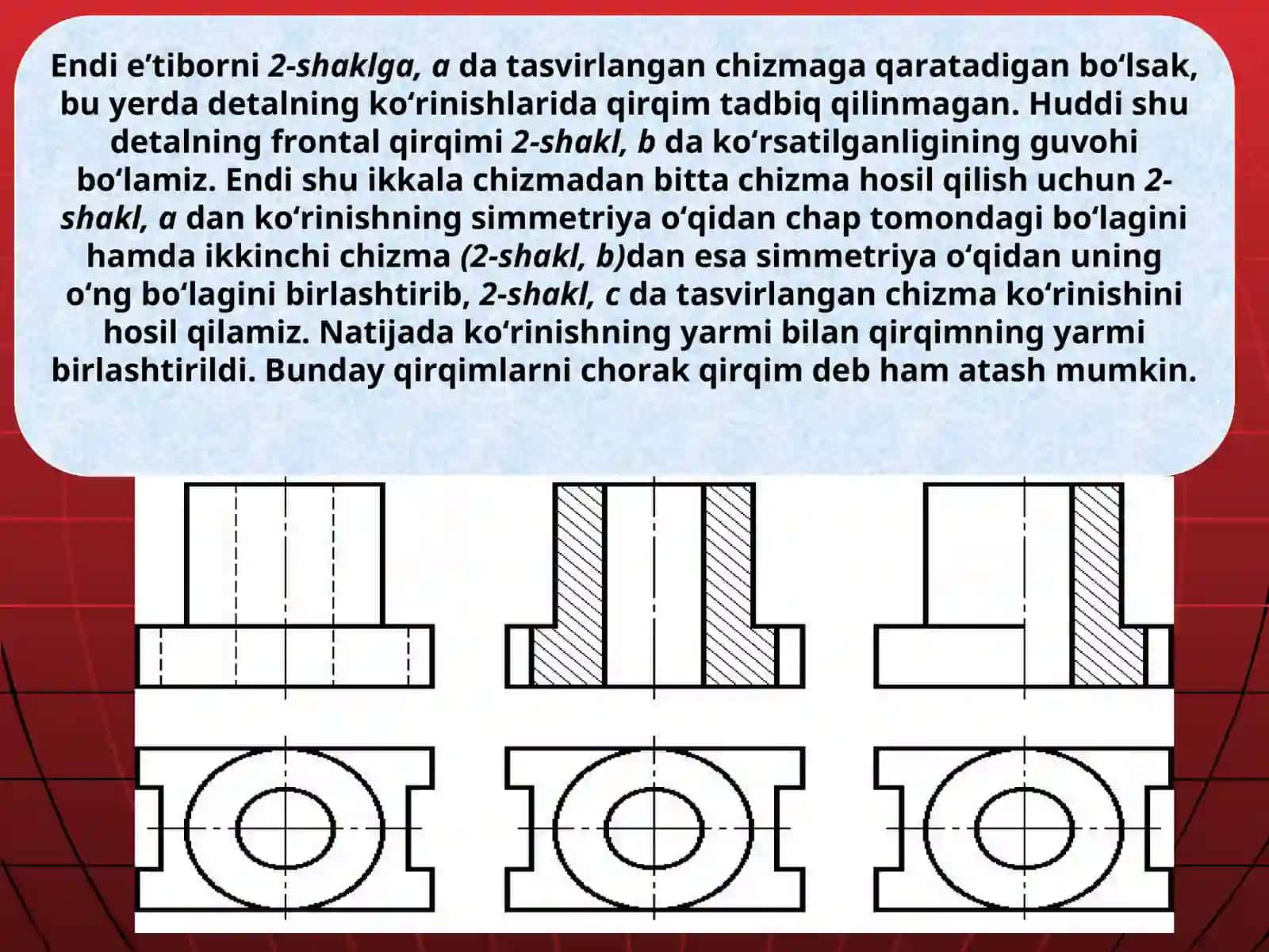 Ko’rinishning bir qismini bilan qirqimning bir qismini  birlashtirib tasvirlash.ppt 4