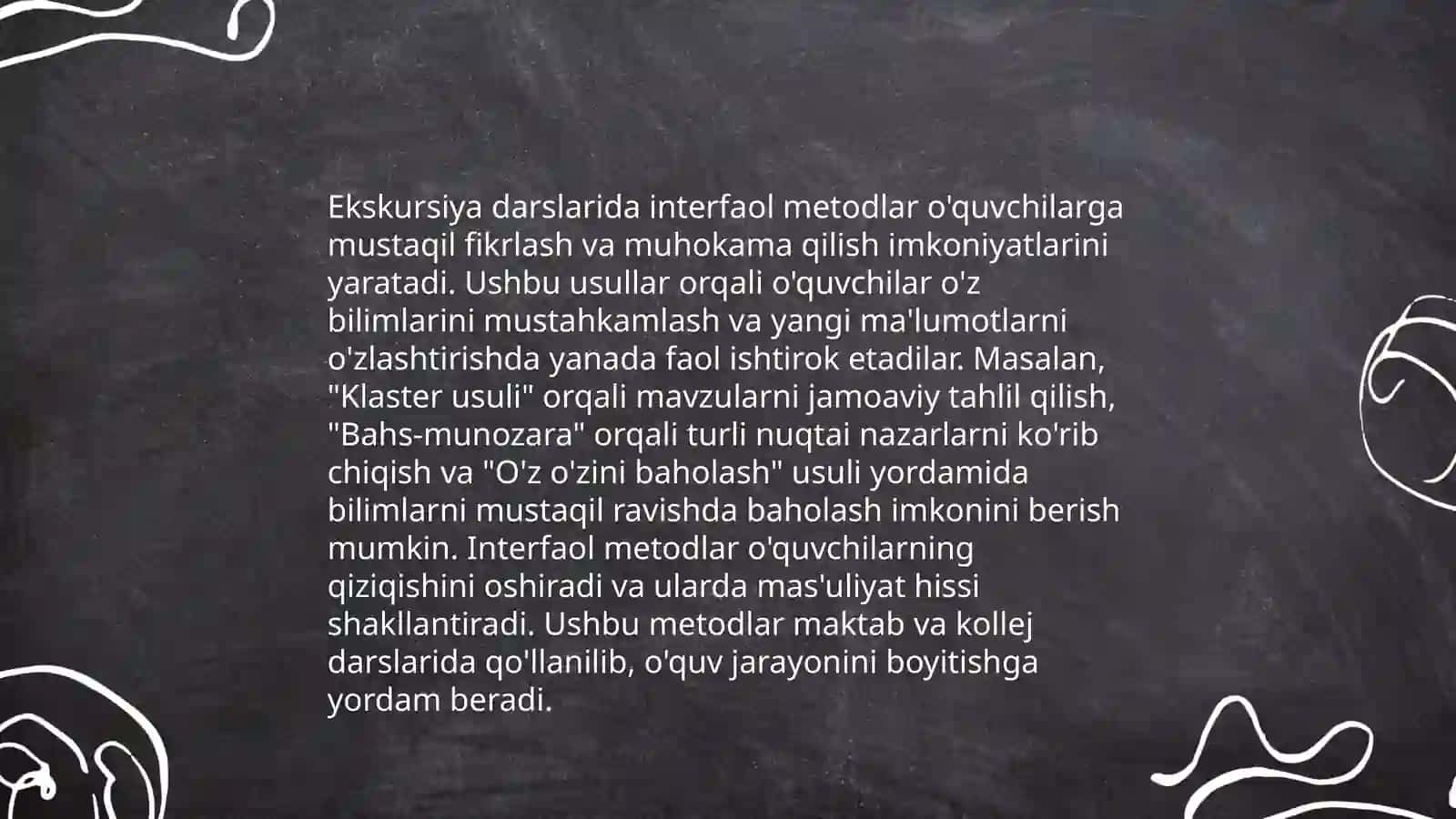 Ekskursiya darslarida turli metodlardan foydalanish 4