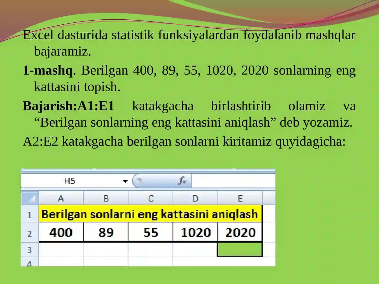 Statistik funksiyalar 4