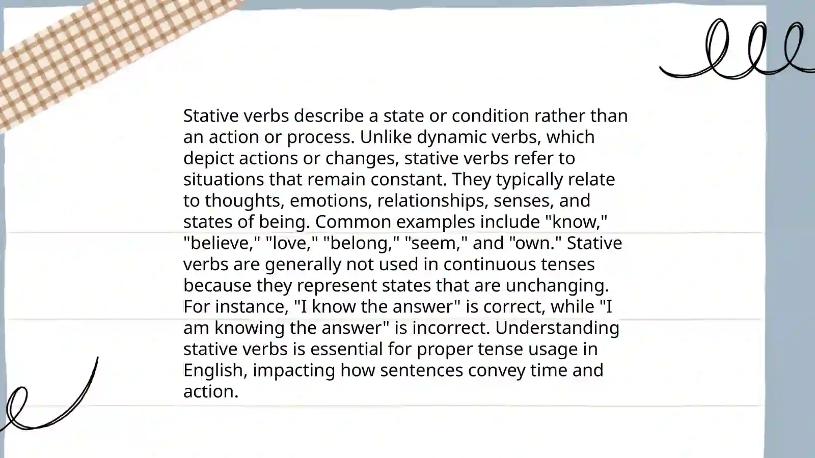Action and stative verbs 4