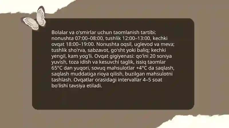 Bolalar va o'smirlarning kun tartibiga, dars jadvallariga va o' quvjihozlariga qo'yiladigan gigiyenik talablar 4