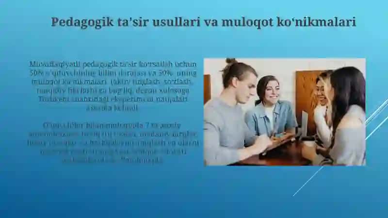 Kommunikativ qobiliyat va pedagogik ta’sir ko’rsatish usullari kommunikativ malakalar 4