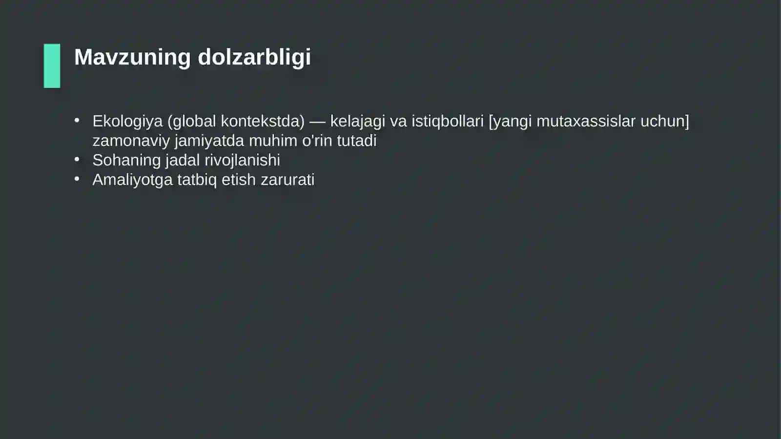 Ekologiya (global kontekstda) — kelajagi va istiqbollari [yangi mutaxassislar uchun] 4