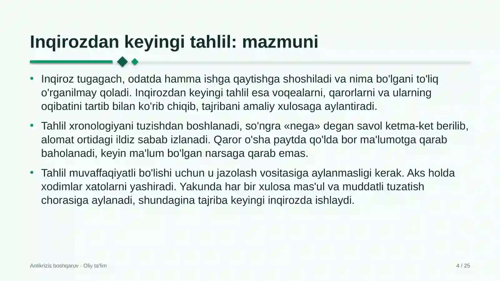 energetika ta'mirlash korxonalarida inqirozdan keyingi tahlilni o'tkazish 2347 4