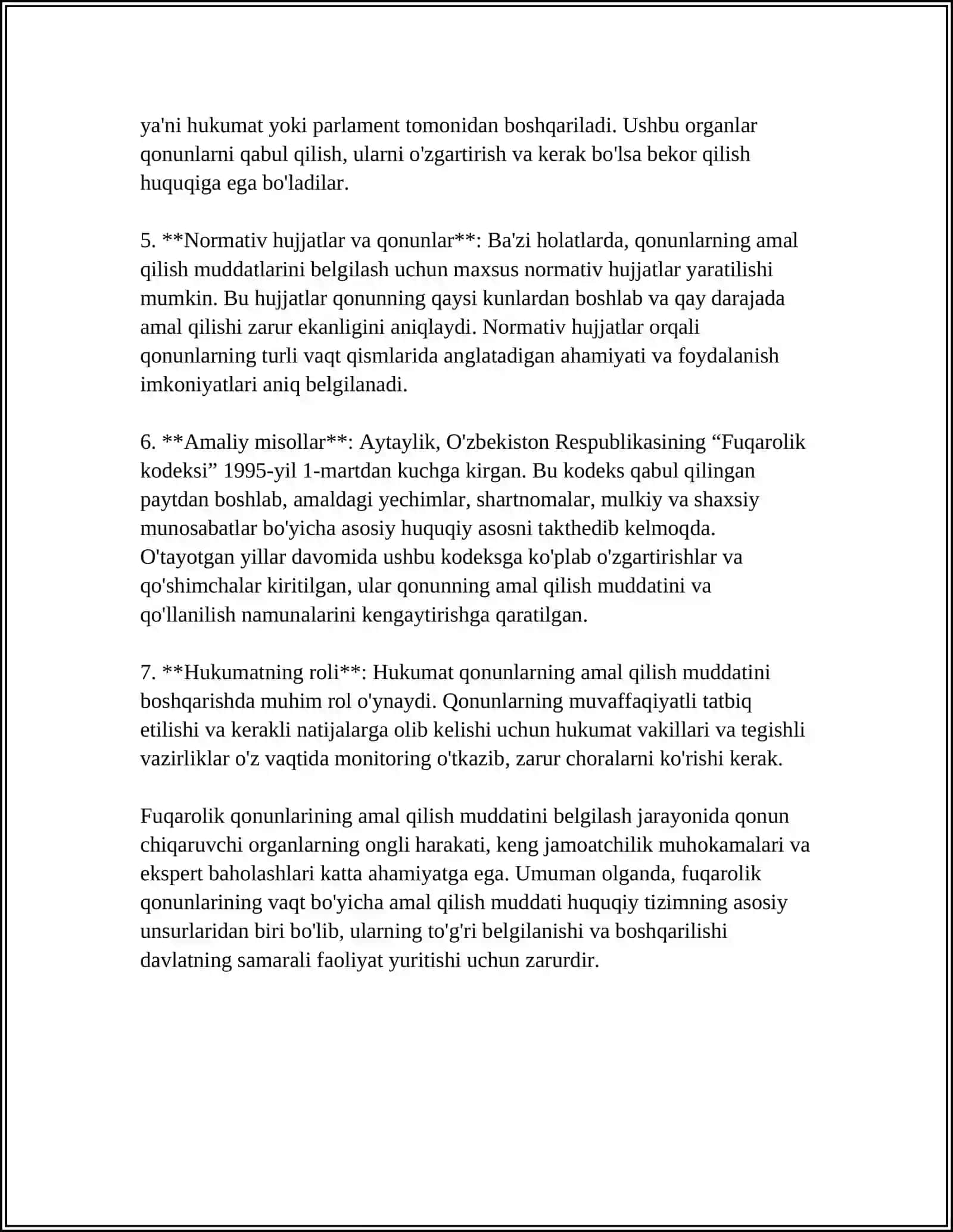 MUSTAQIL ISH Mavzu: FUQAROLIK QONUNLARINING VAQT, HUDUD, BO'YICHA AMAL QILISHI 4