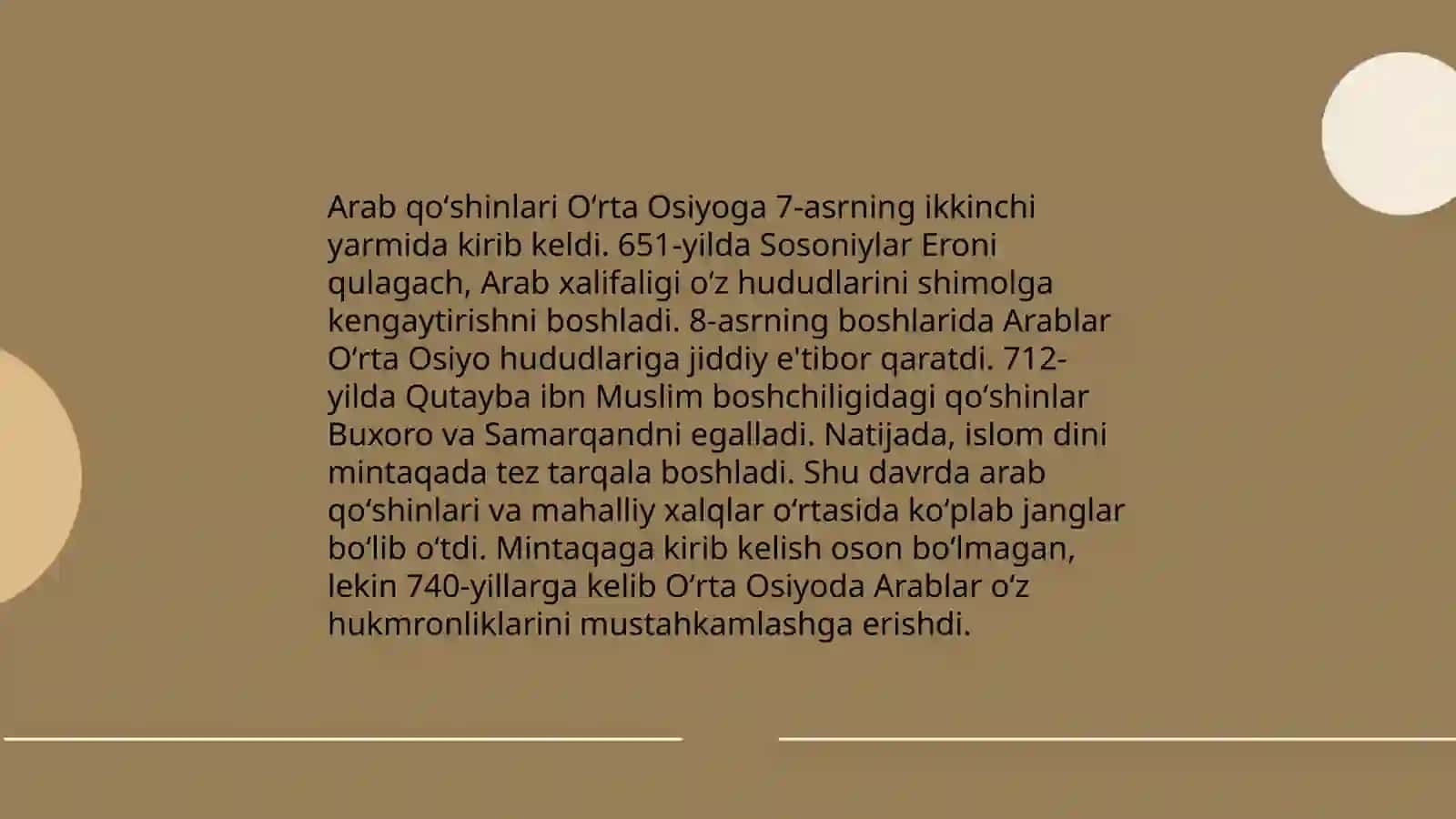 Arablarning Oʻrta Osiyoni istilo qilishi 4