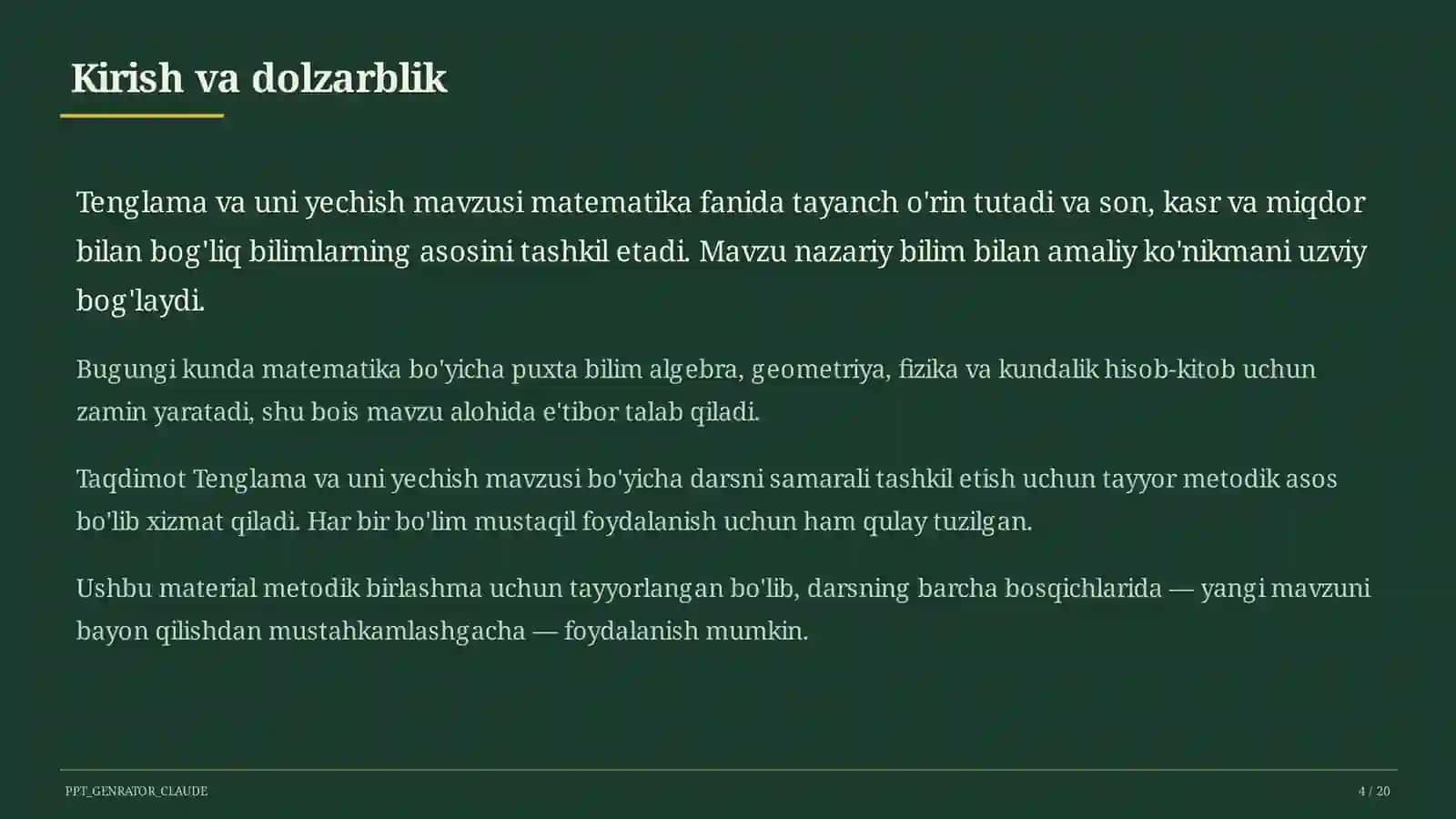 Tenglama va uni yechish (5-sinf) 4