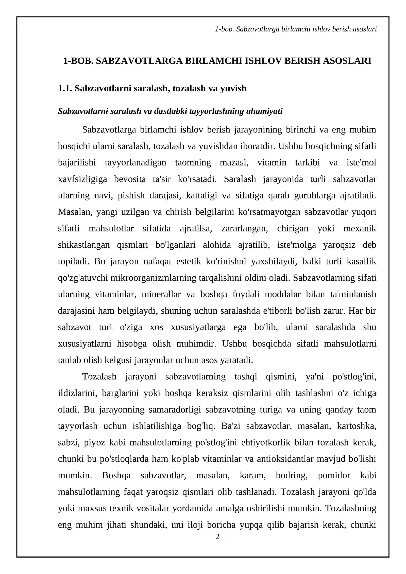 Sabzavotlarga birlamchi ishlov berishva turli taomlar uchun to’g’rashusullari. Sabzavotlardan yaxnataomlar tayyorlash, dasturxongatortish tartibi 4
