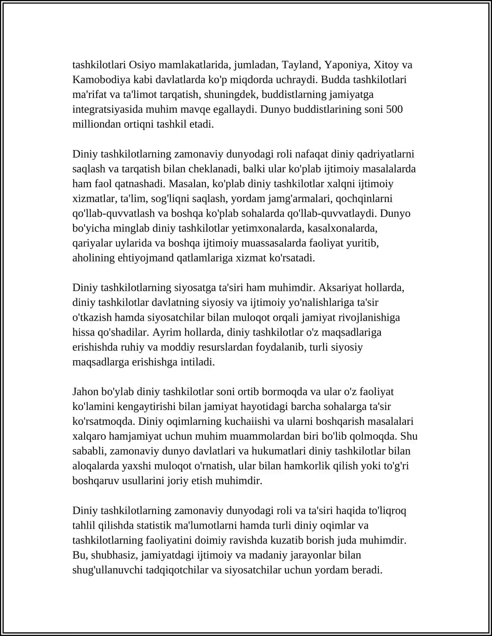 DINIY TASHKILOTLARNING ZAMONAVIY DUNYOVIY MEʼYORLARIGA MOSLASHUVINING AHAMIYATI 4