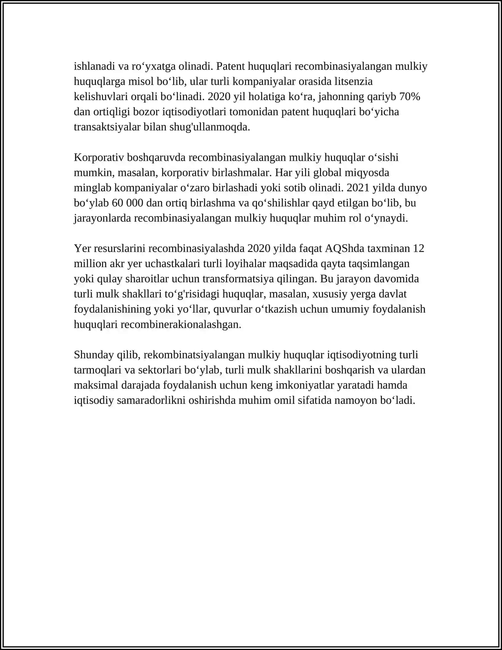 "REKOMBINATSIYALANGAN" VA "CHIGALLASHIB KETGAN" MULKIY MUNOSABATLAR 4