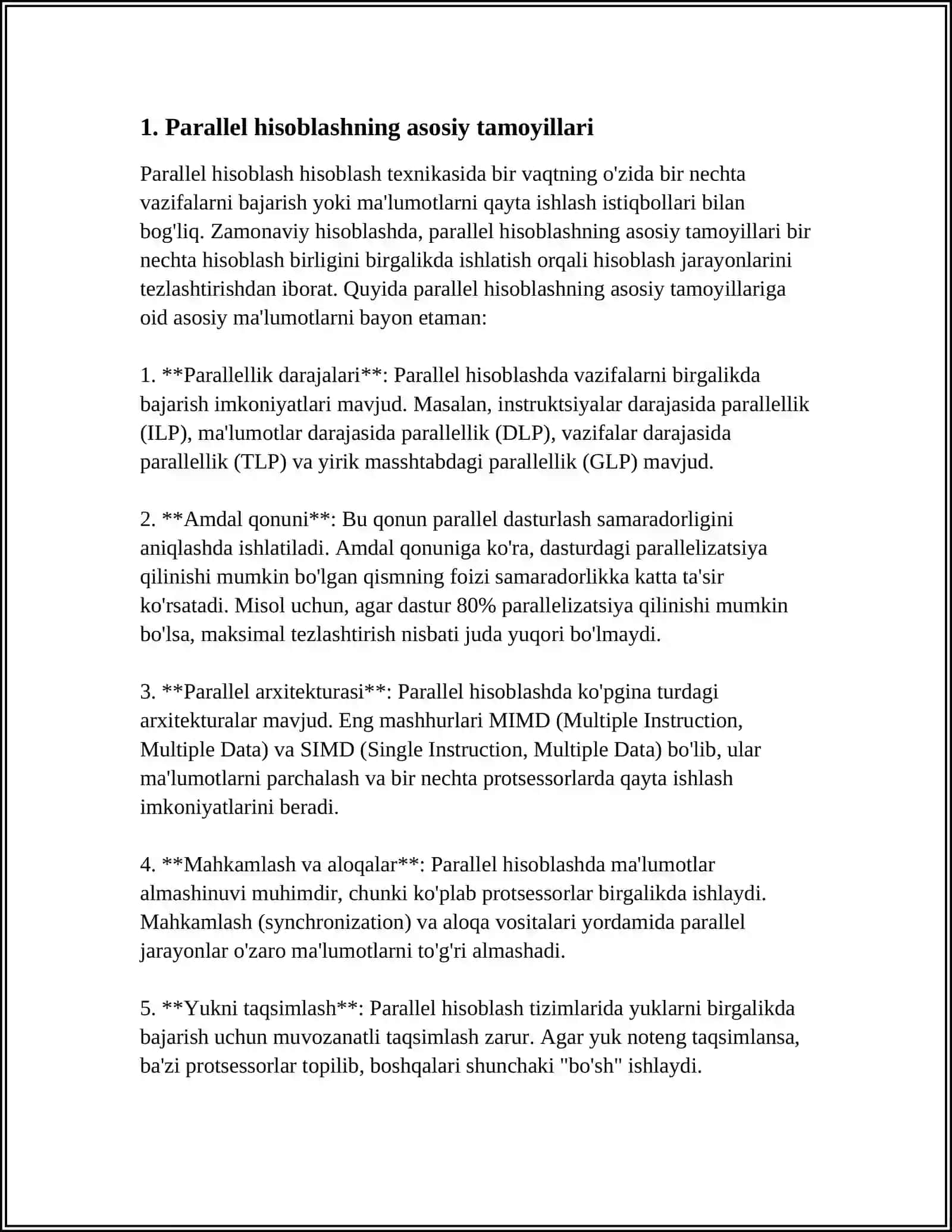 PARALLEL HISOBLASH UCHUN MOʻLJALLANGAN MAJMUALAR 4