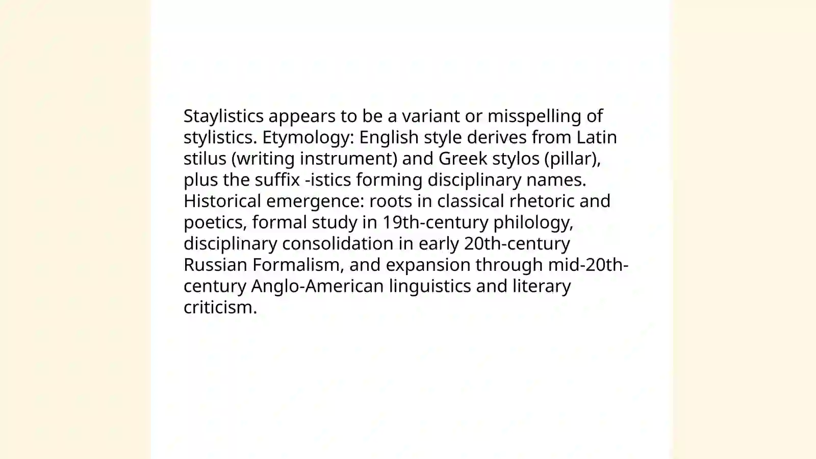 Staylistics: Definitions and Scope 4