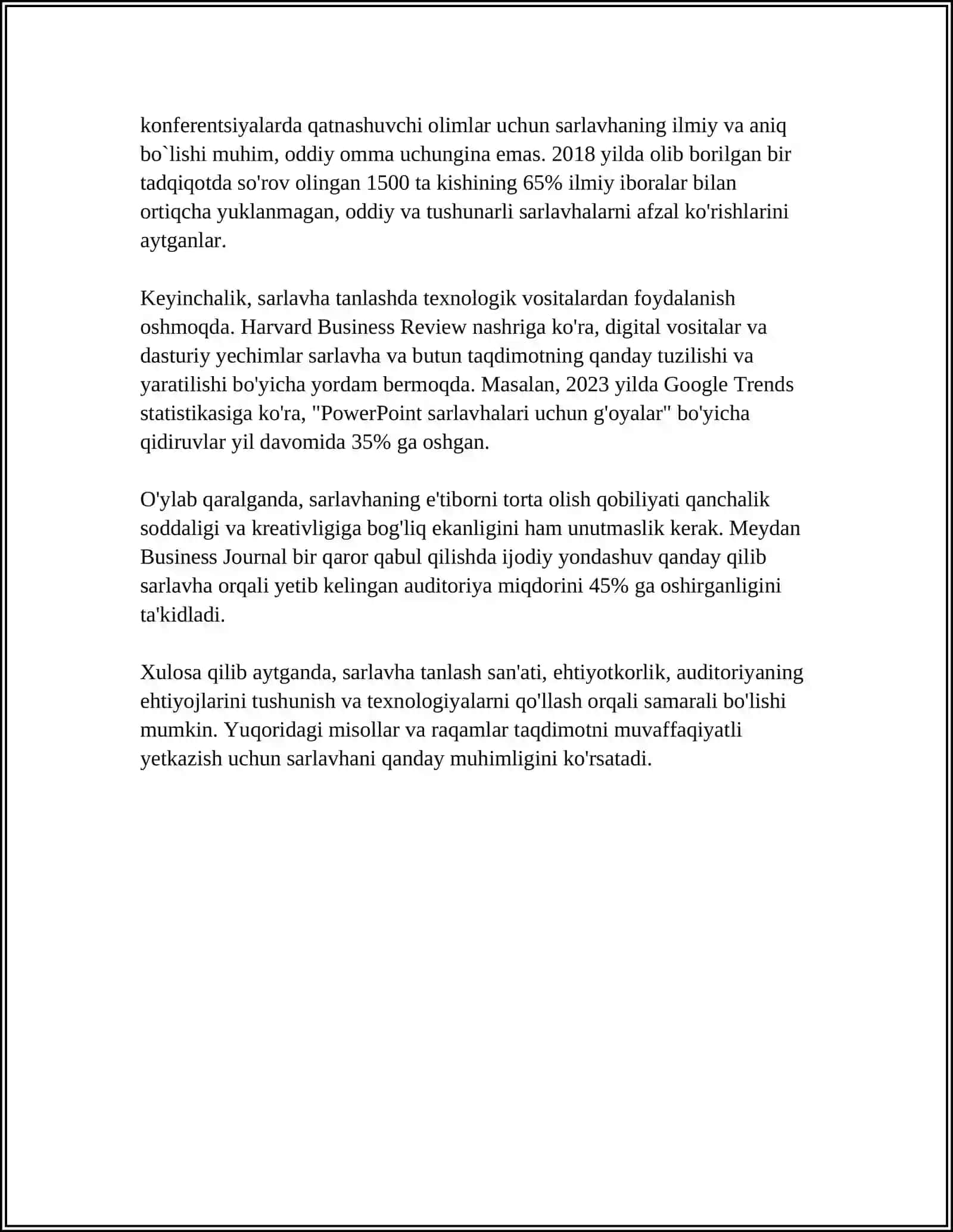TAQDIMOTDA KOPIYALASHTIRISH. SARLAVHALAR. SARLAVHALAR TUZISH AMALIYOTI 4