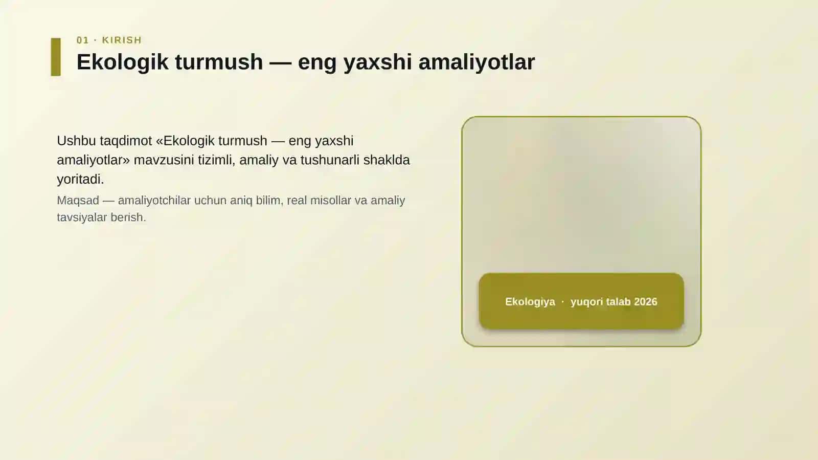 Ekologik turmush — eng yaxshi amaliyotlar 4