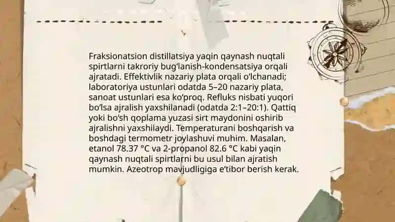 Spirtlar va Fenollarga doir tajribalar 4