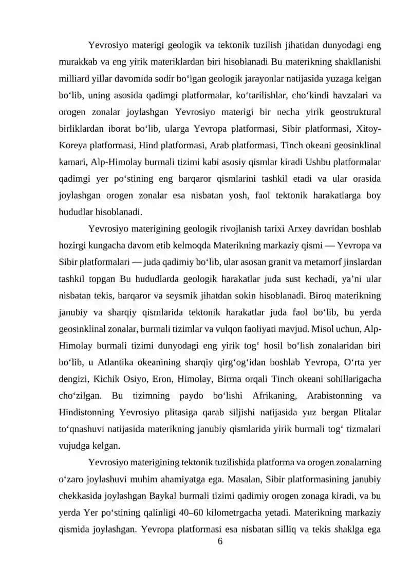 Yevrosiyo materigi tektonikasi, o’rganish tarixi mavzusini o’qitish metodikasi 4