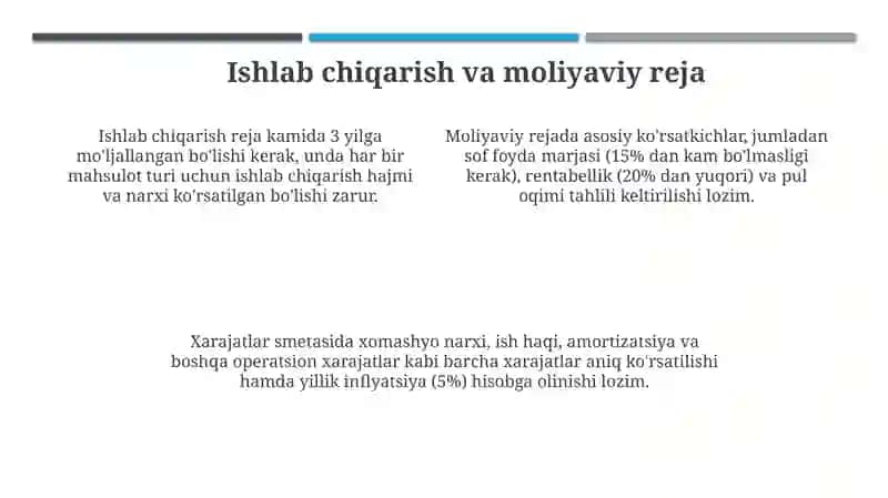 Biznes loyixa LMDF va dsp ishlab chiqarish 4