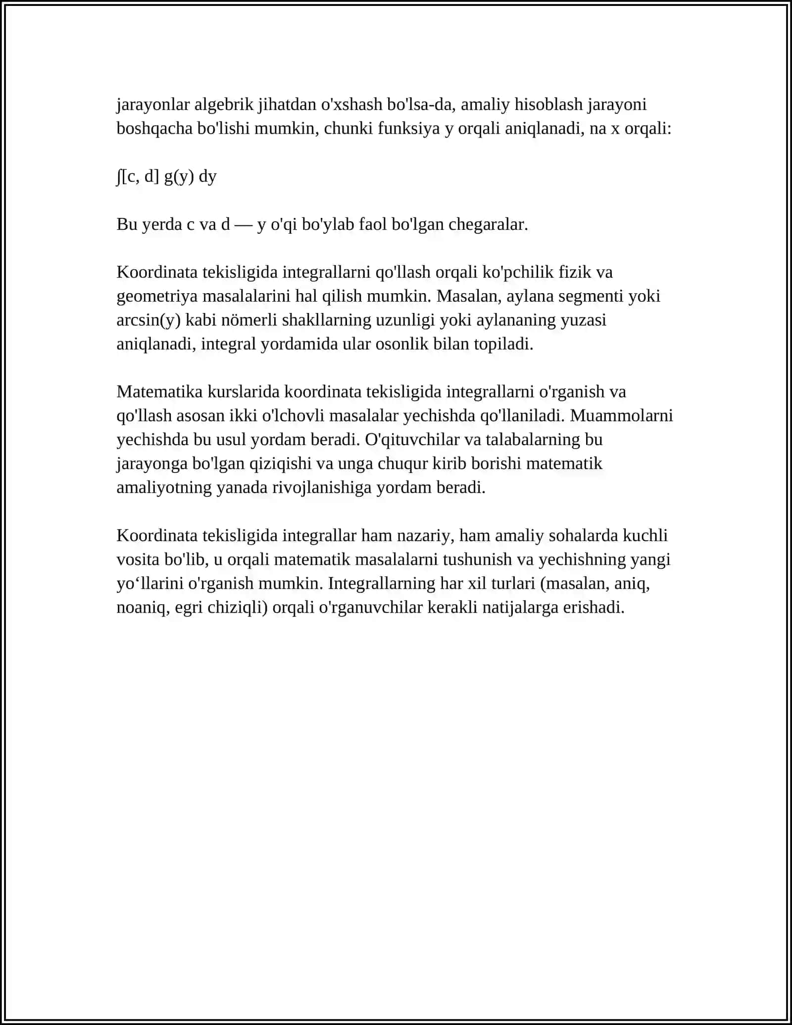 ANIQ INTEGRALLAR GEOMETRIK TATBIQLAR 4