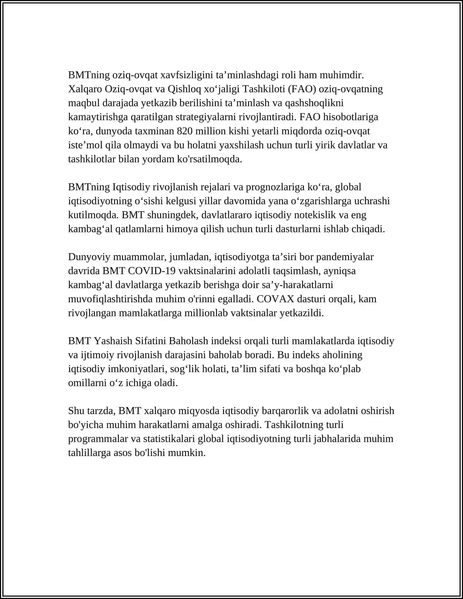 JAHON XO'JALIGINI RIVOJLANTIRISHDAGI O'RNI 4