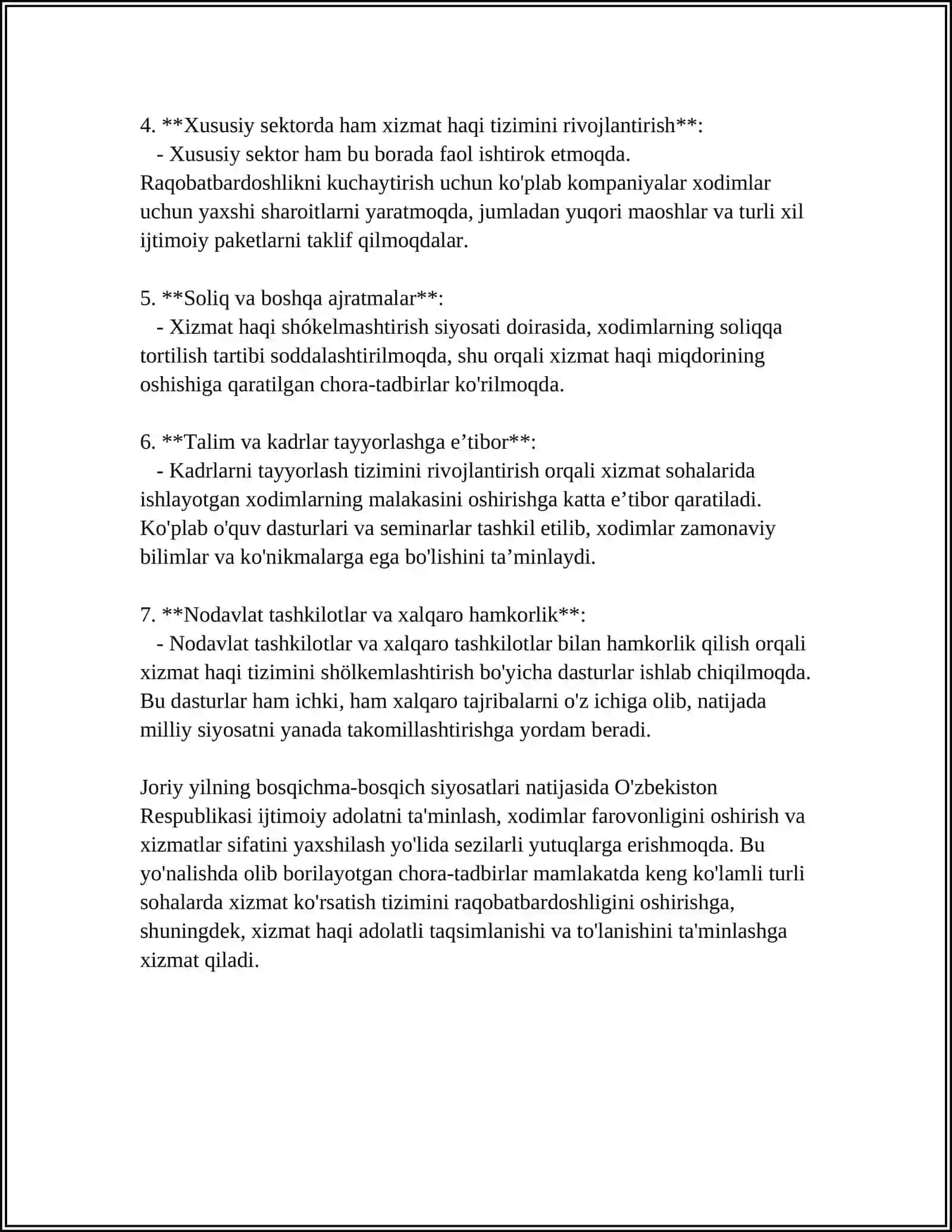 Ózbekistan Respublikasında Hám Dúniya Tájiriybesinde Xízmet Haqí Shólkemlestiriwdiň Tiykarġí Formalarí 4