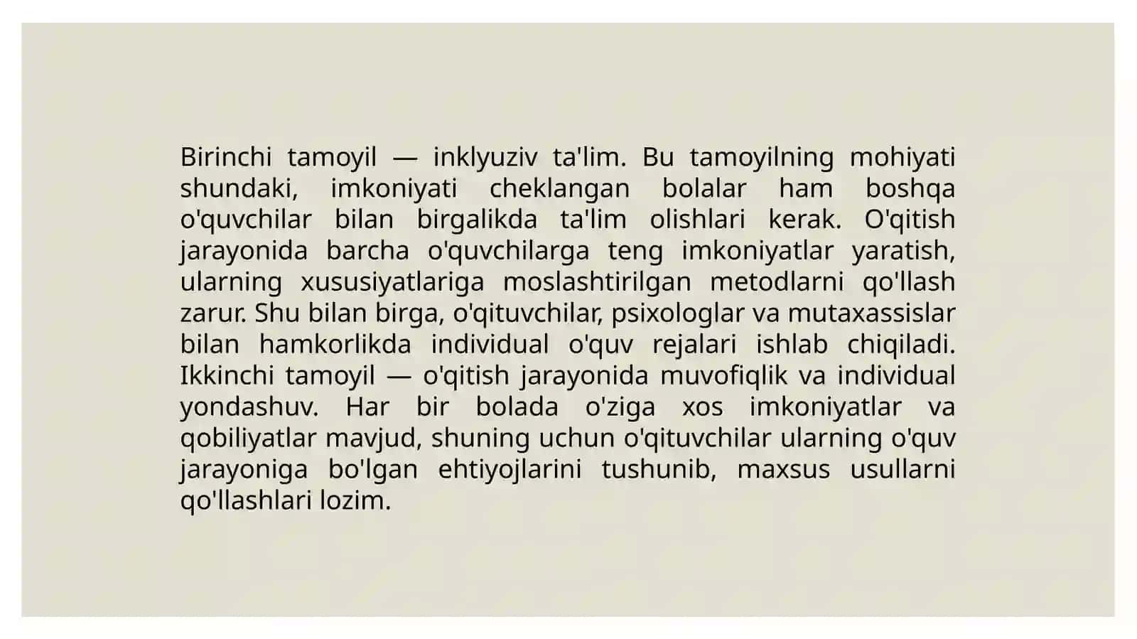 Imkoniyati Cheklangan Bolalar Uchun Umumiy Taʼlim Maktablarida Oʻqitish Asosiy Konseptual Talablar 4