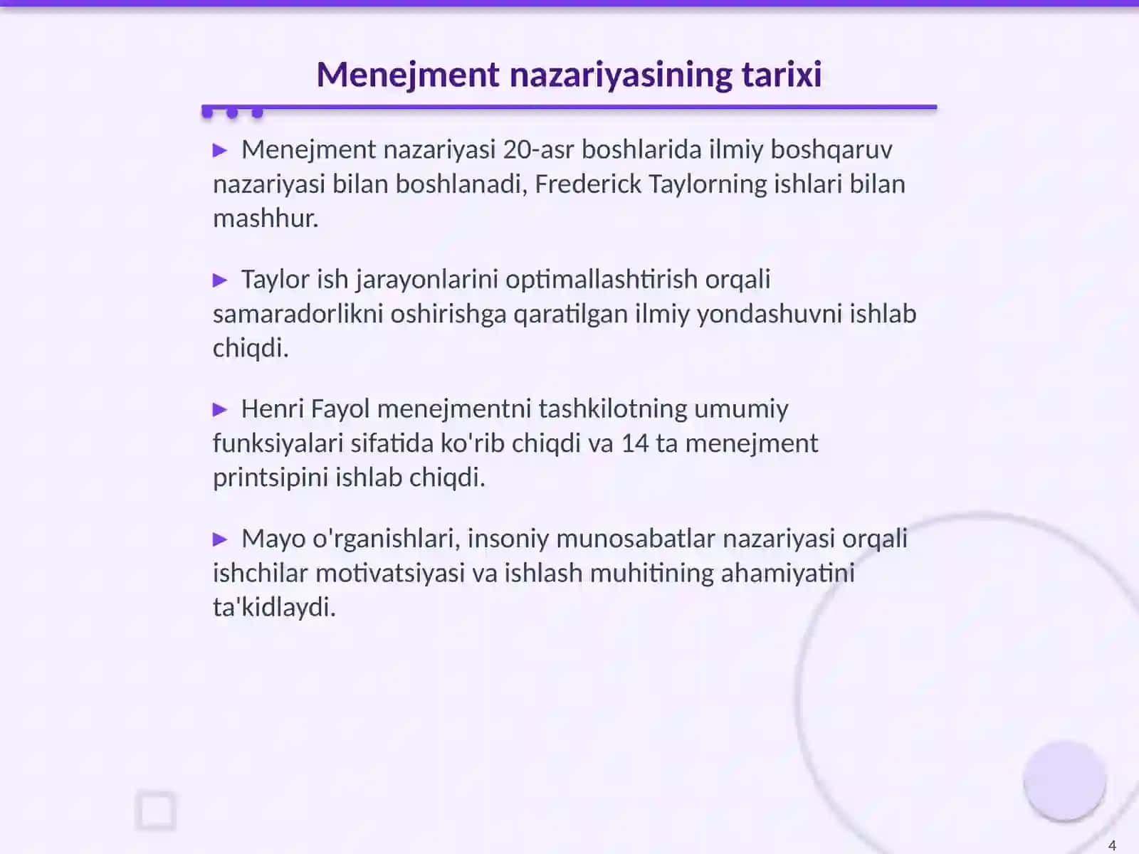 Menejment nazariyasining shakllanishi va rivojlanishi 4