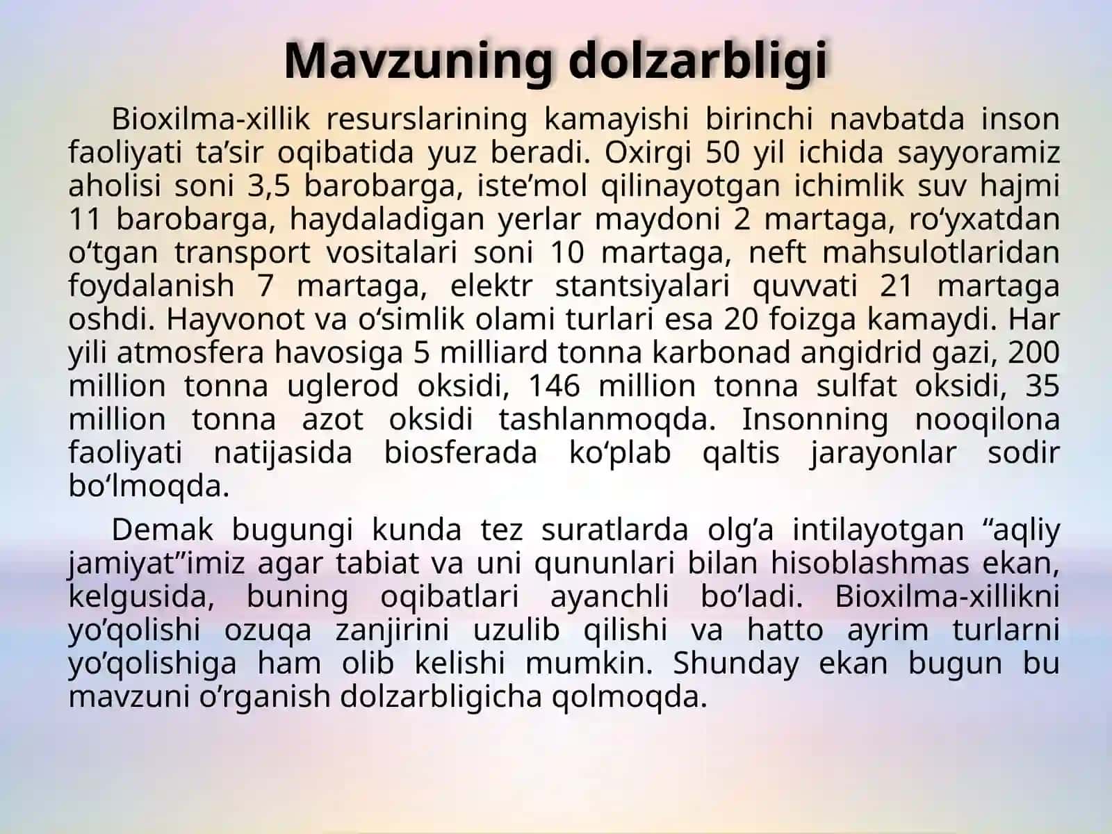 Bioxilma-xillikni saqlash va undan barqaror foydalanish shart-sharoitlari 4