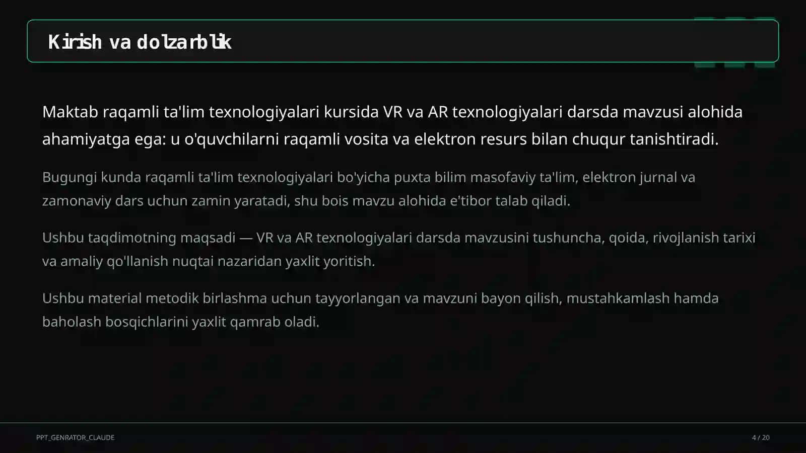 VR va AR texnologiyalari darsda 4