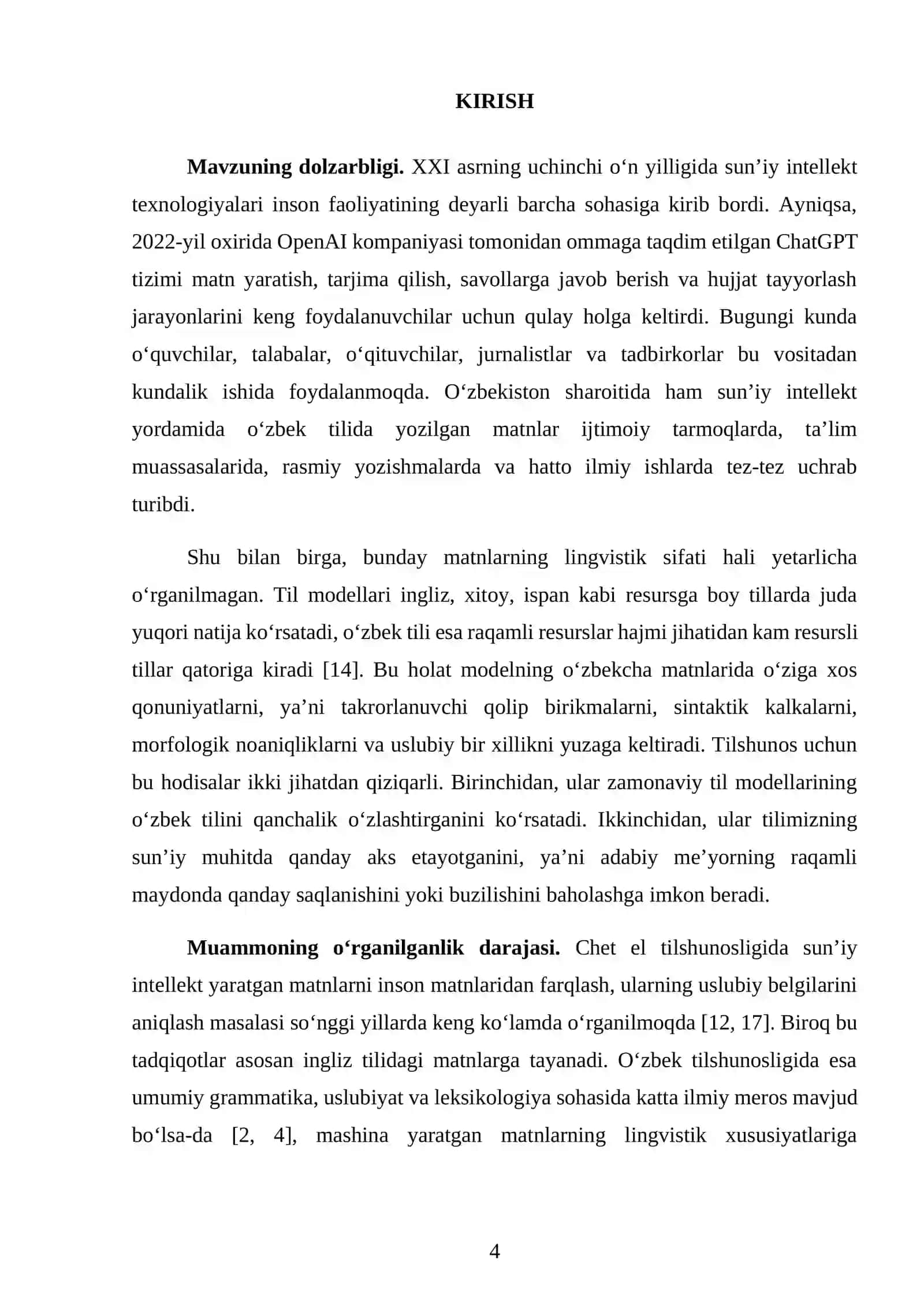 CHATGPT YARATGAN OʻZBEKCHA MATNLARNING LINGVISTIK TAHLILI 4