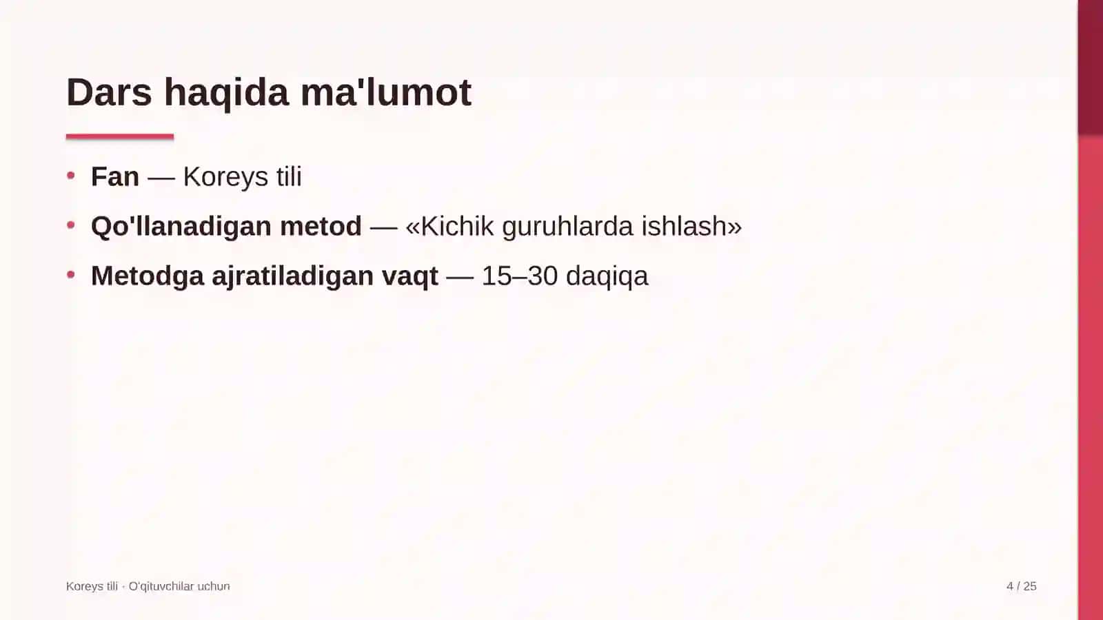 koreys tili darslarida kichik guruhlarda ishlash metodidan foydalanish 1651 4