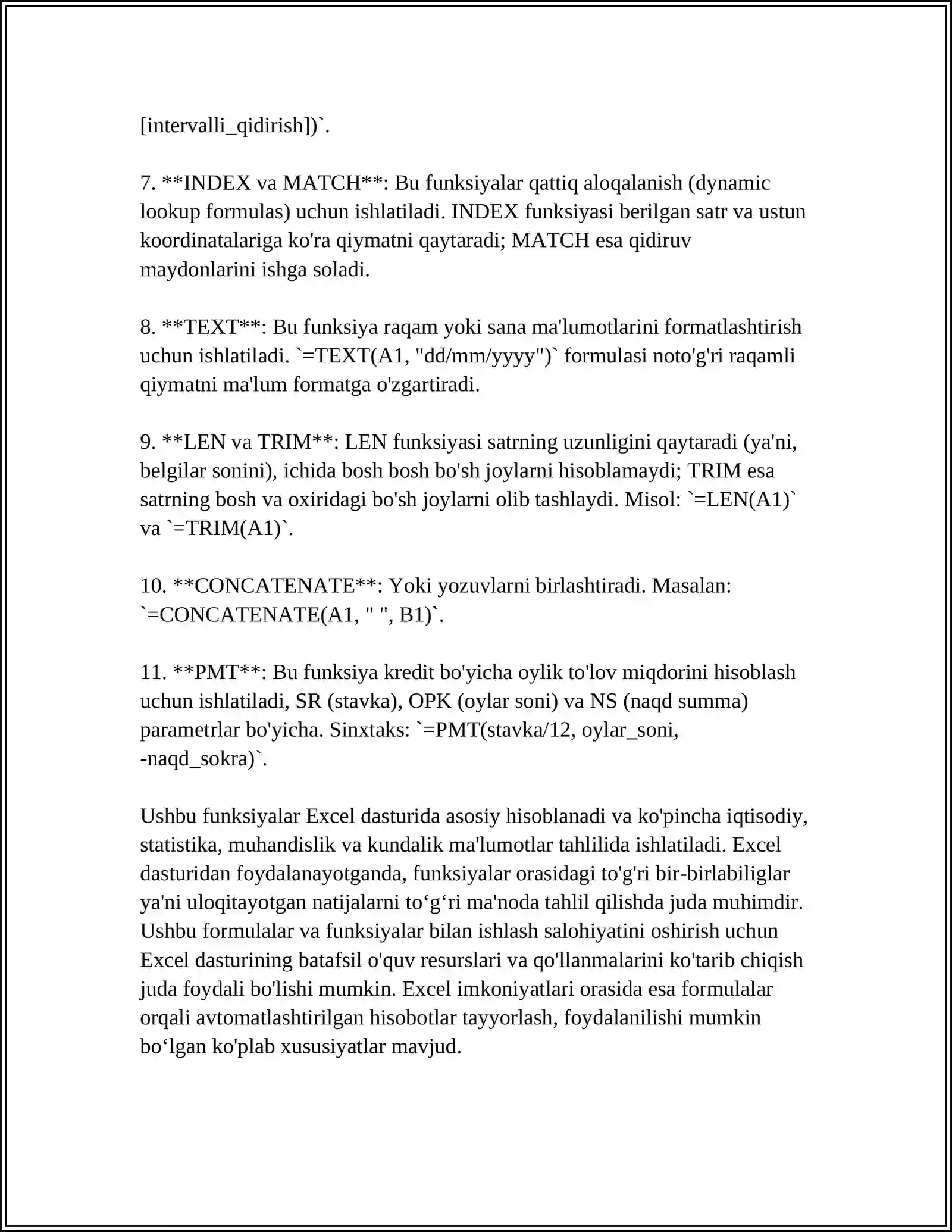 EXCEL HAQIDA MA'LUMOTLAR 4