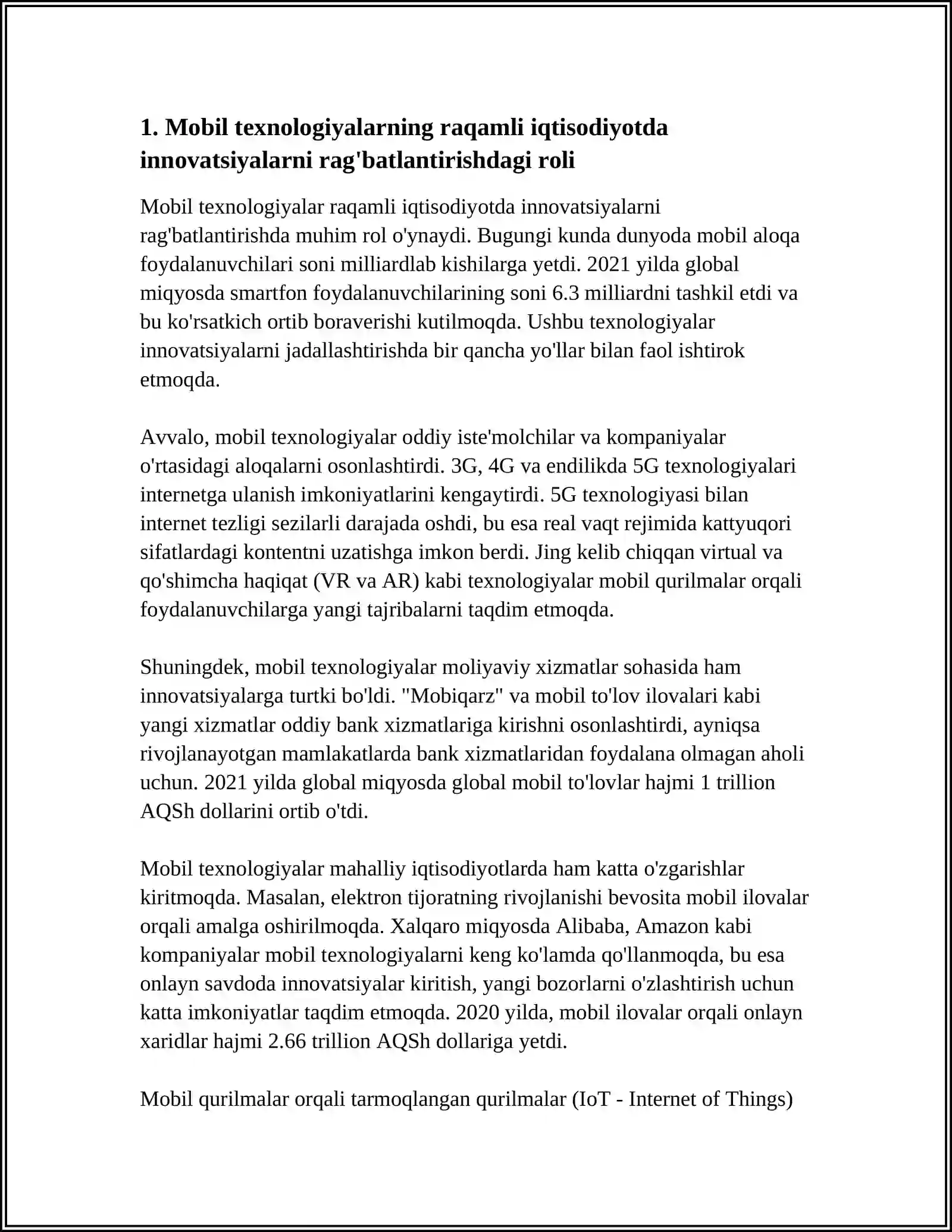 RAQAMLI IQTISODIYOTNI RIVOJLANTIRISHDA MOBIL TEXNOLOGIYALARNING ROLI 4