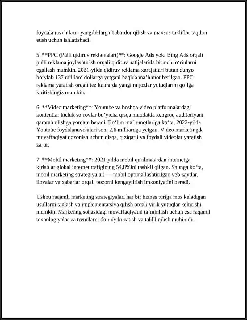 MARKETING DASTURI DEGANDA NIMANI TUSHUNASIZ? 4