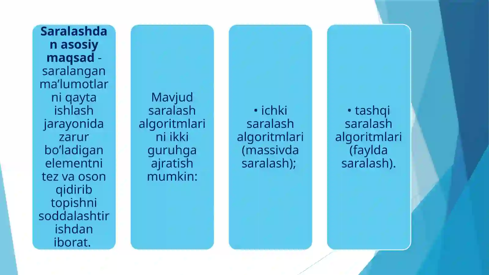 Saralash usullari 4