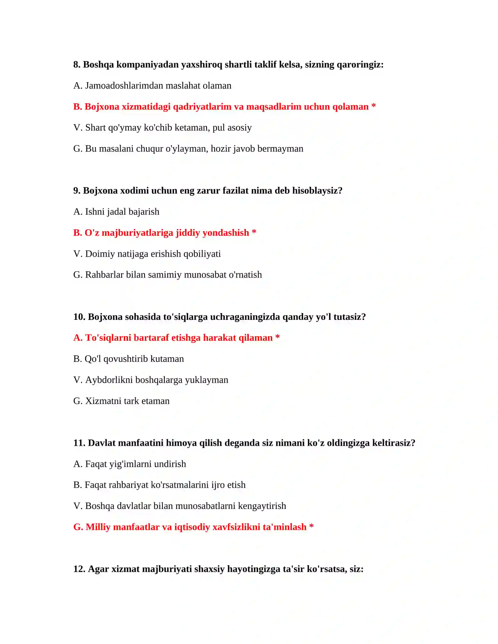 Bojxona ishga kirish uchun test savollari 4