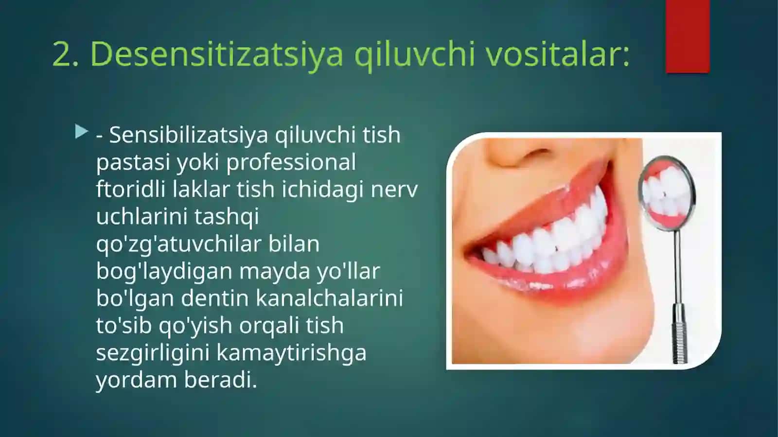 Patologik yemirilgan tishlar sezuvchanligini davolash usullari 4