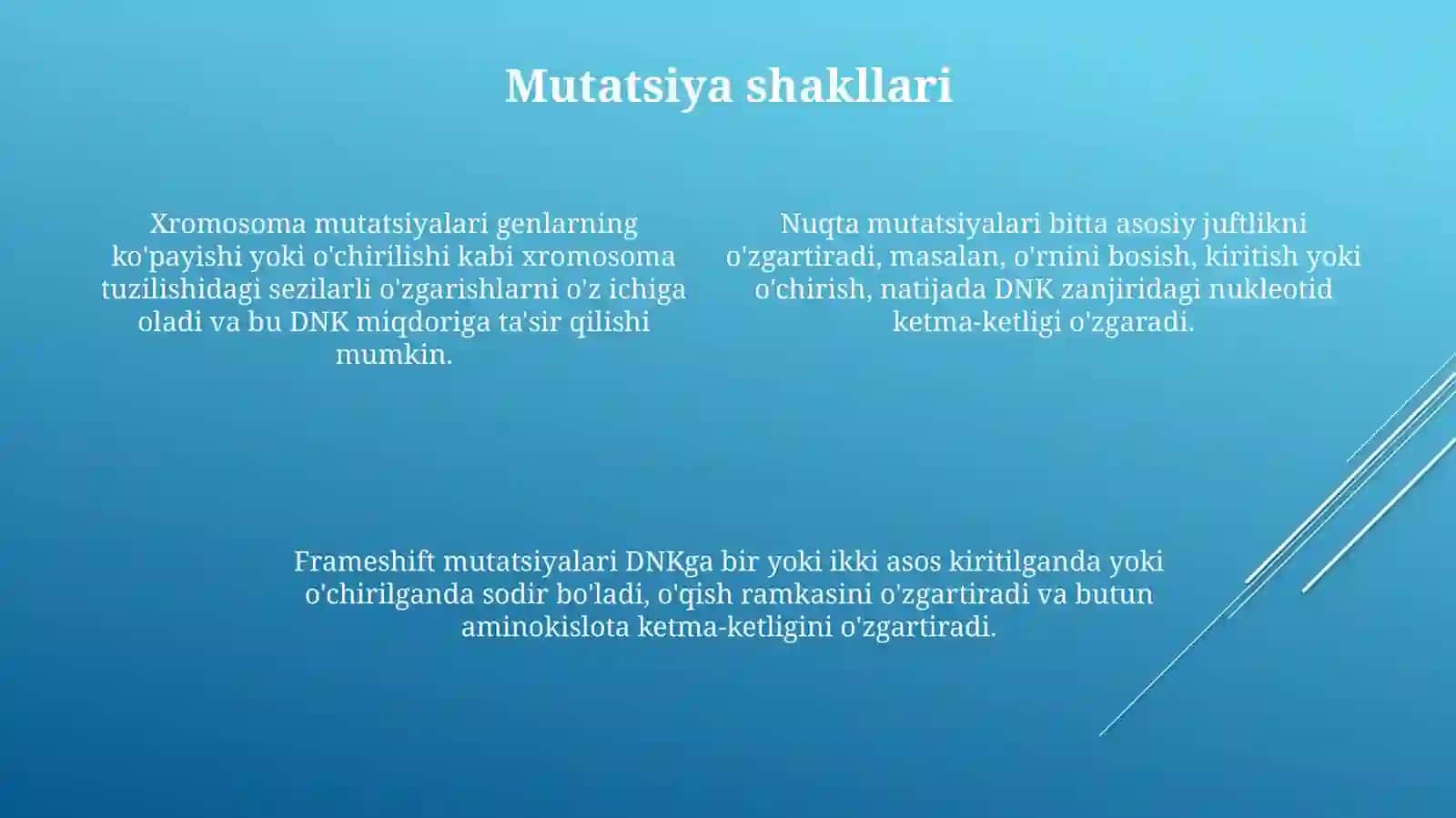 Mutatsiyalar sabablari va shakllari ahamiyati biologik oqibatlari 4