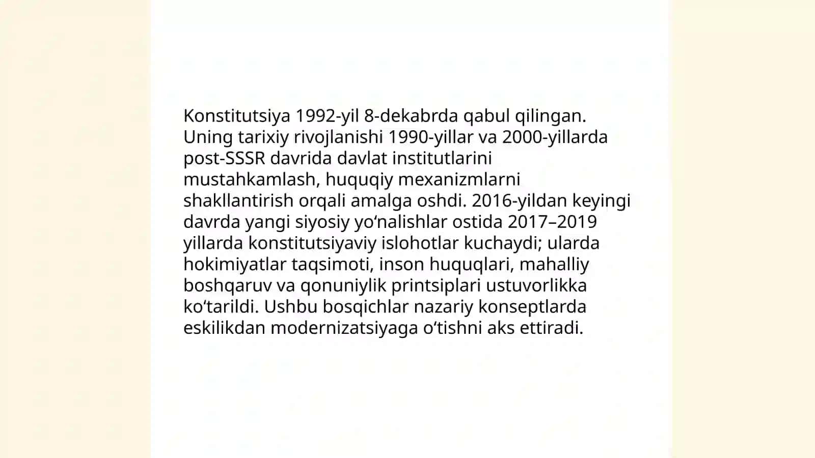 Oʻzbekiston Respublikasi Konstitutsiyasi unga kiritilgan oʻzgartirishlar va uning nazariy konseptual asoslari 4