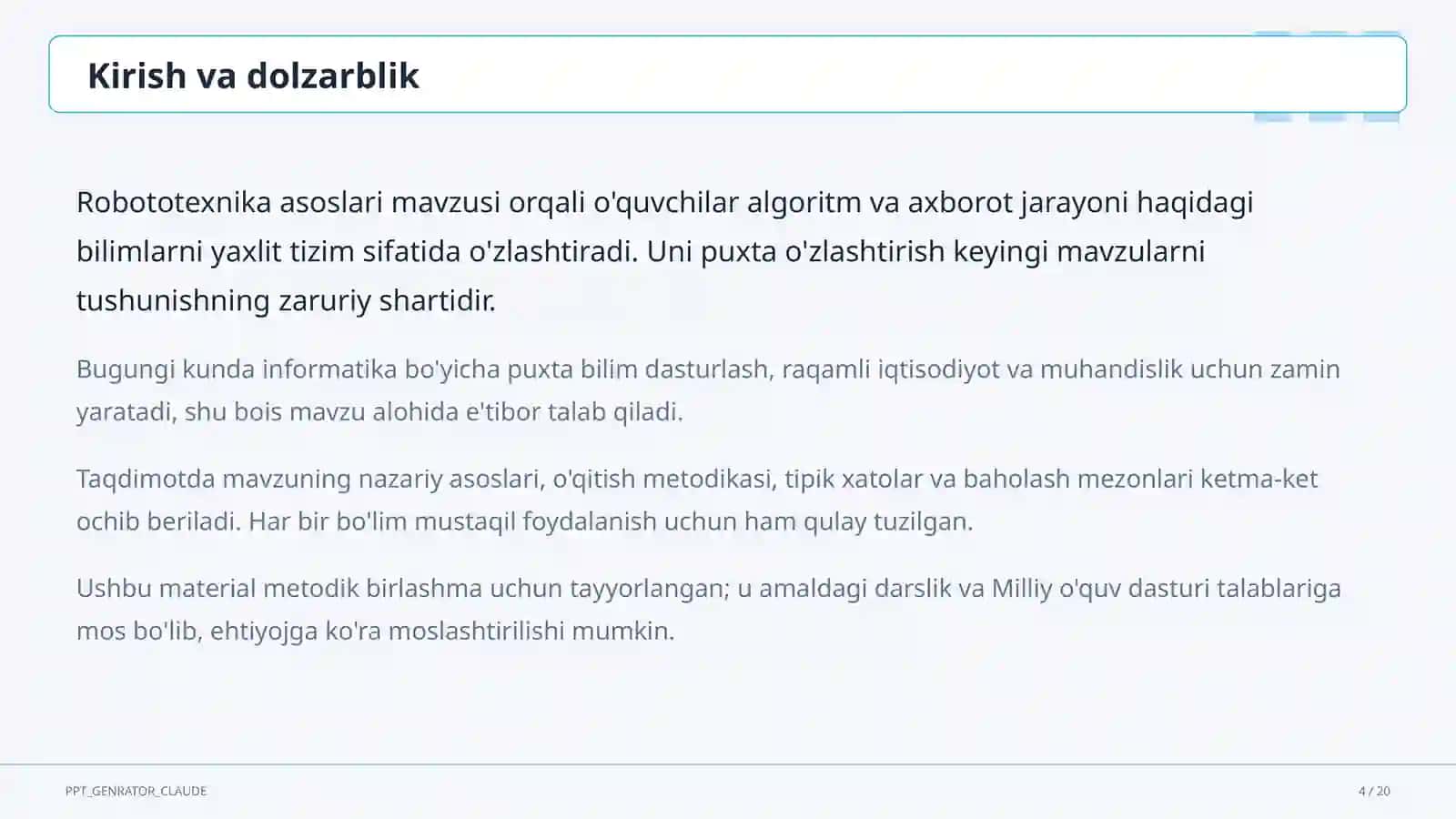 Robototexnika asoslari (11-sinf) 4