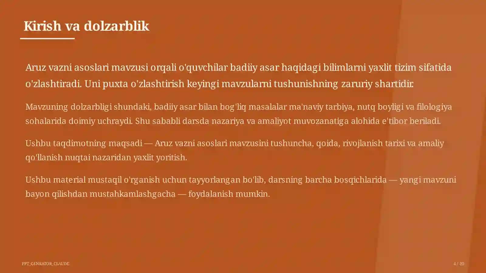 Aruz vazni asoslari (9-sinf) 4