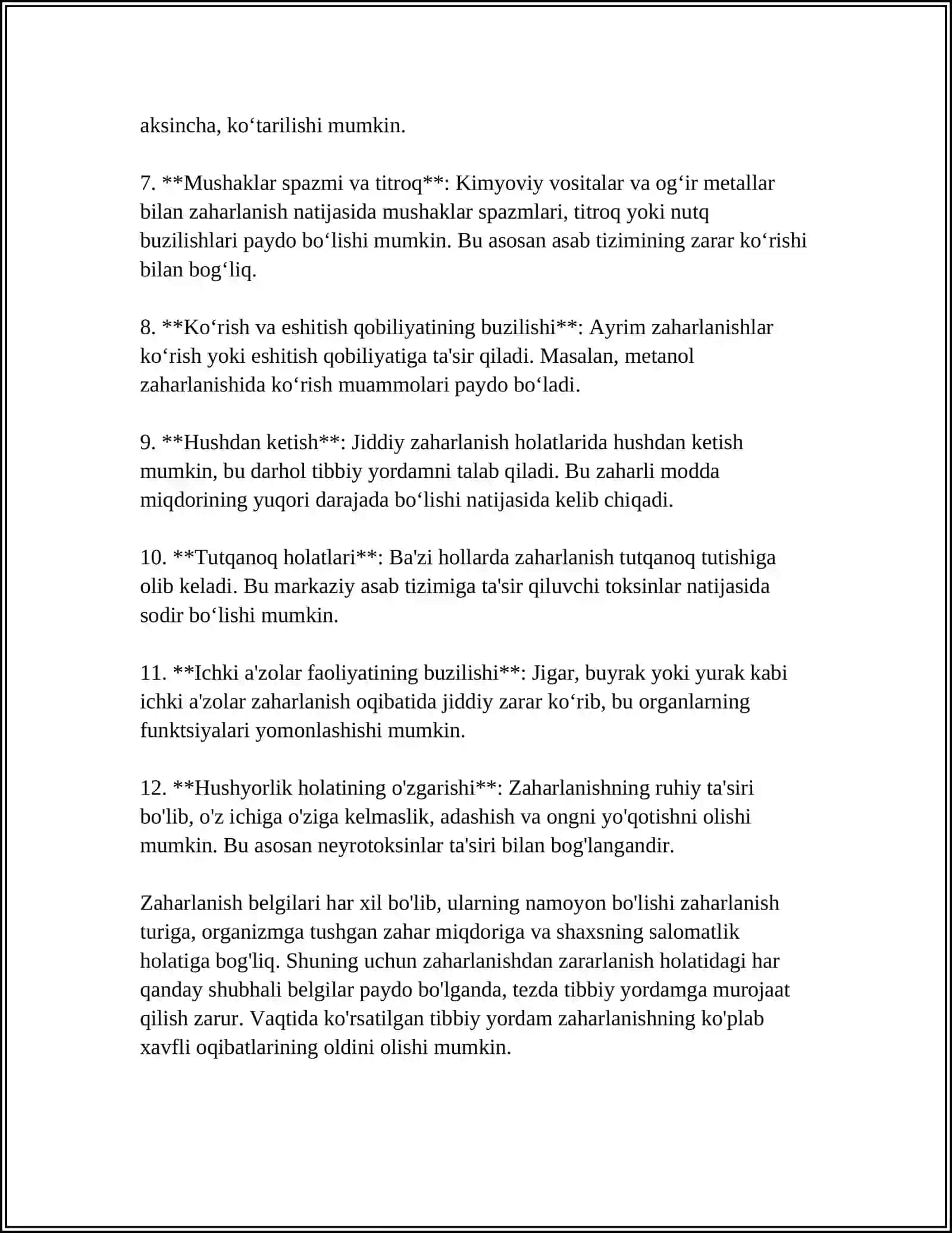 DORILAR BILAN ZAXARLANISHDA BIRINCHI YORDAM BERISH 4