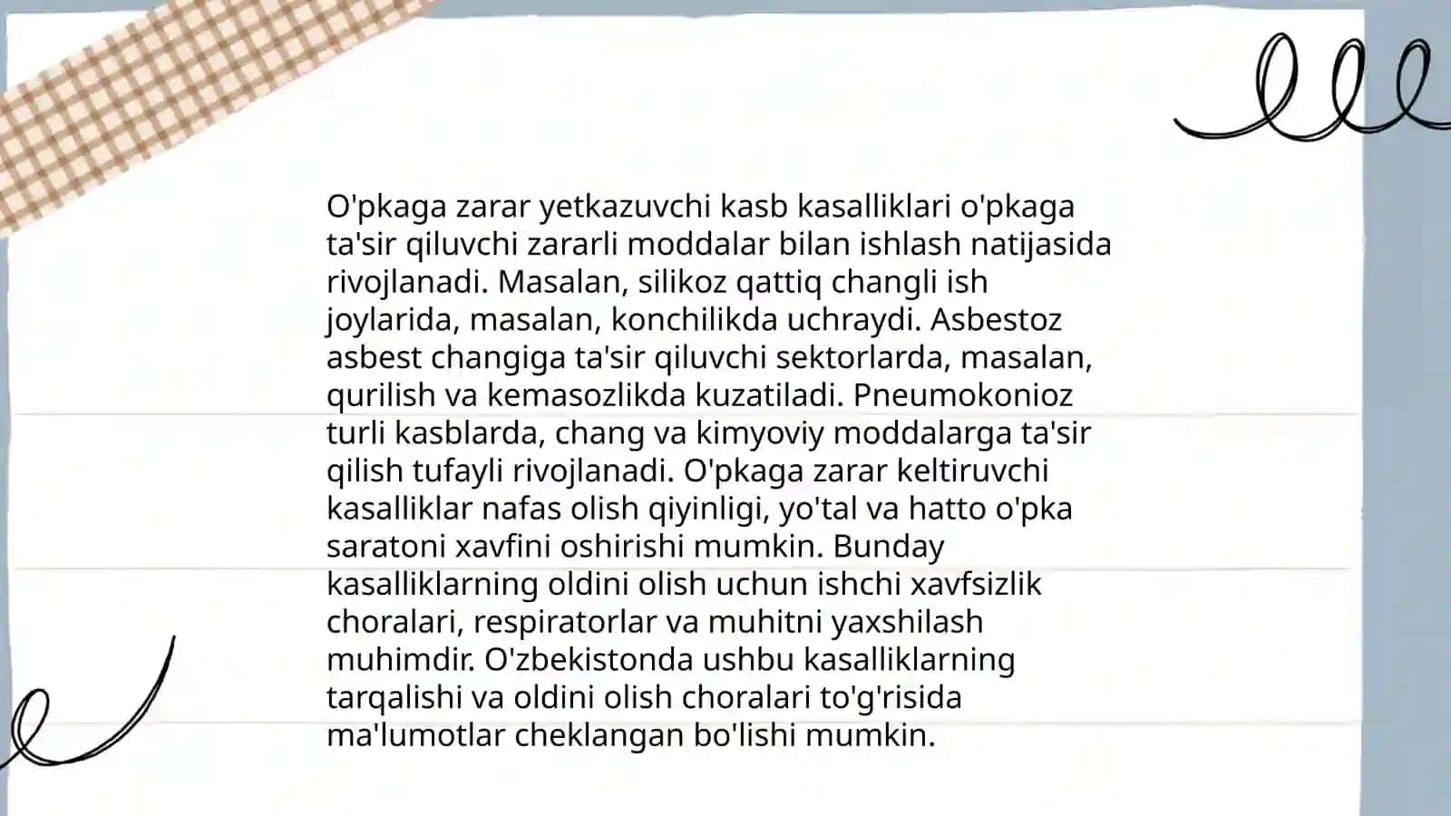 Ishlab chiqarish changi taʼsiridan rivojlangan kasb kasalliklari 4