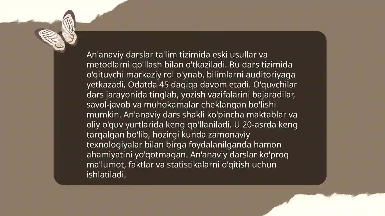 Ta'limni tashkil etish turlari va shakllari.Dars-ta'limni tashkil etishning asosiy shakli 4