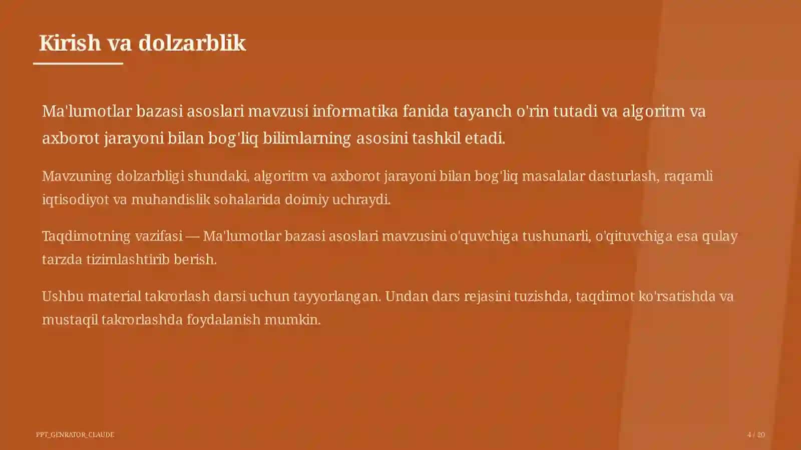 Ma'lumotlar bazasi asoslari (9-sinf) 4
